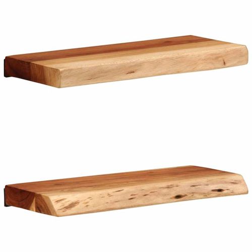 Стенни рафтове, 2 бр, 40x20x3,5 см, акациево дърво масив