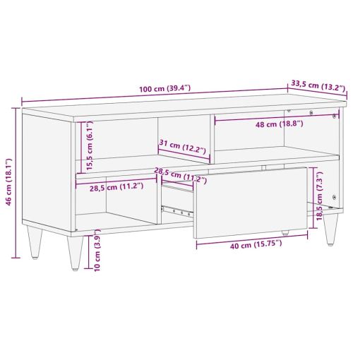 TV шкаф 100x33,5x46 cm Масивна дървесина Манго