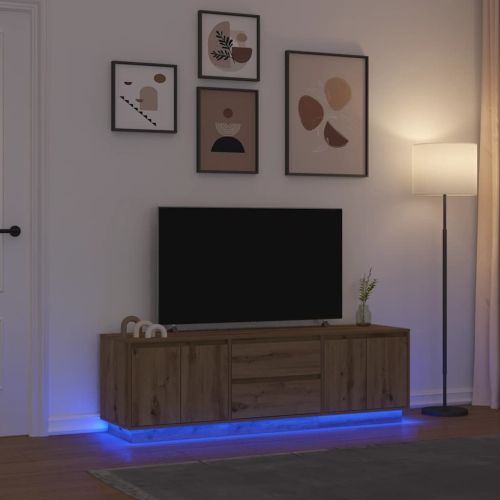 ТВ шкаф с LED светлини Artisan дъб 160,5x41x50 см