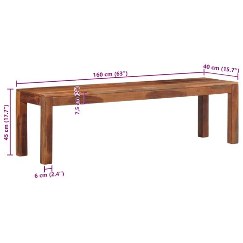 Пейка 160 cm масивна дървесина акация