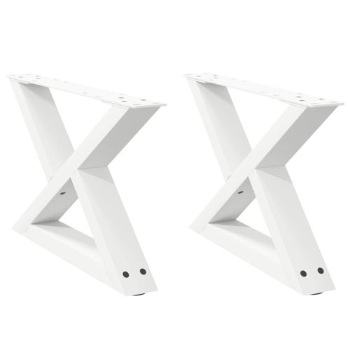 Крака за масичка за кафе, 2 бр., бели, 60 x (30-31,3) см, стомана