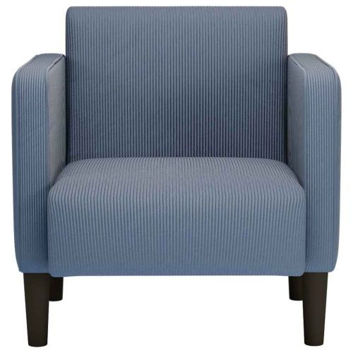 Разтегателен диван с подлакътници син 54 см велурена тъкан
