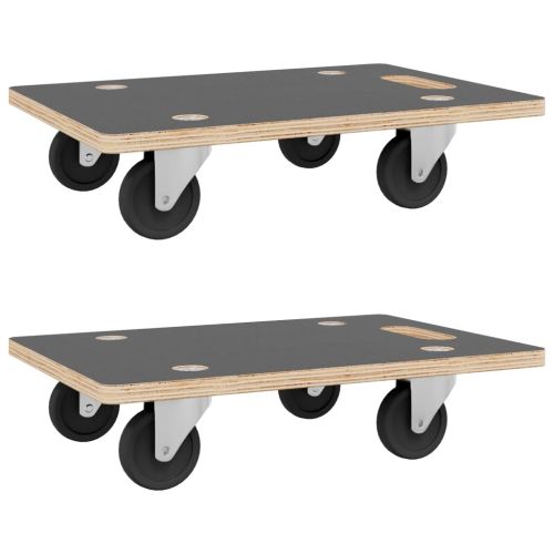 Транспортни колички 2 бр правоъгълни 80x55x11,5 см 250 кг