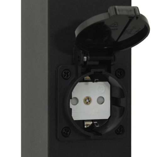 Осветителни стълбове с контакт, 3 бр., 80 см, черни, IP44