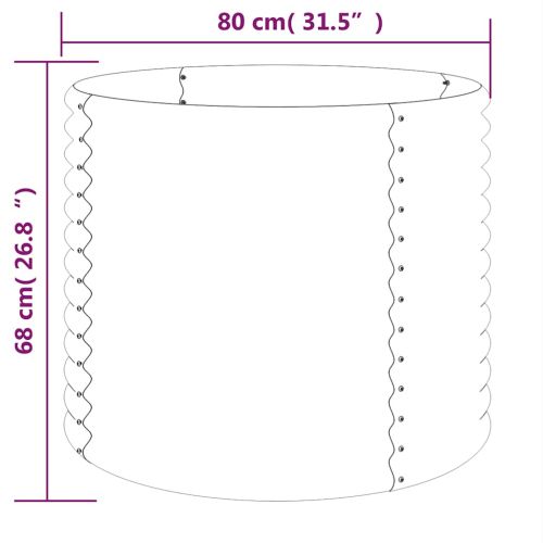 Градински плантер поцинкована стомана 80x80x68см антрацит