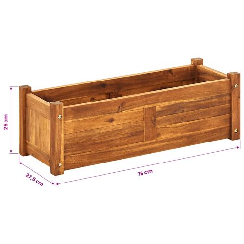 Градинска повдигната леха, акациево дърво, 76x27,6x25 см