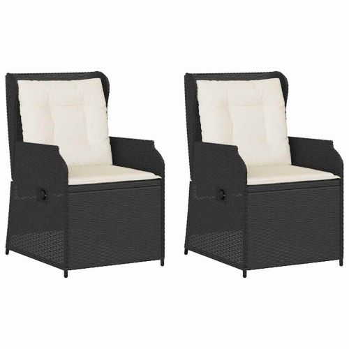 Градинска пейка 2 pcs Черно полиратан