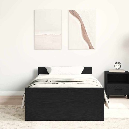 Bed Frame without Mattress Black Oak 90x200 cm Engineered Wood - Untranslated