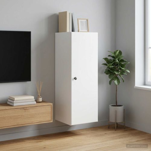 Стенно шкафче Бяло 33 x 34,5 x 90 см Инженерна дървесина