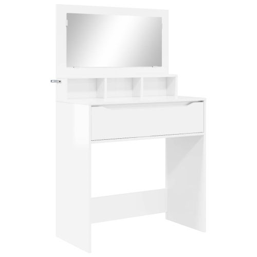 Тоалетки за спалня Лъскаво бяло 80 x 39,6 x 135 см