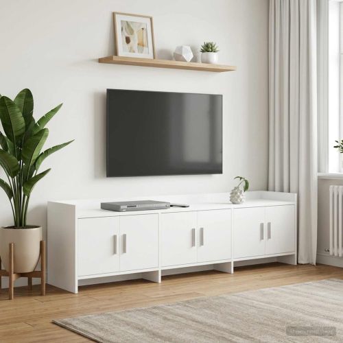 ТВ шкаф 168 x 33 x 47 см Бяло Инженерна дървесина