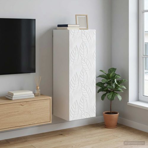 Стенно шкафче Бяло 33 x 34,5 x 90 см Инженерна дървесина