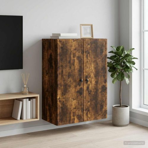 Стенно шкафче Опушен дъб 66 x 34,5 x 90 см Инженерна дървесина