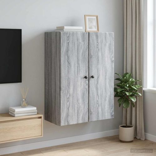 Стенно шкафче 66 x 34,5 x 90 см Инженерна дървесина Сив Сонома