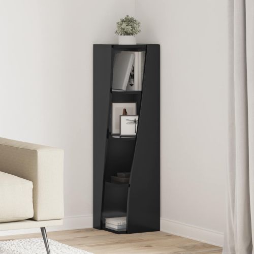 Ъглов шкаф 27,5x27x102см Инженерна дървесина Черно