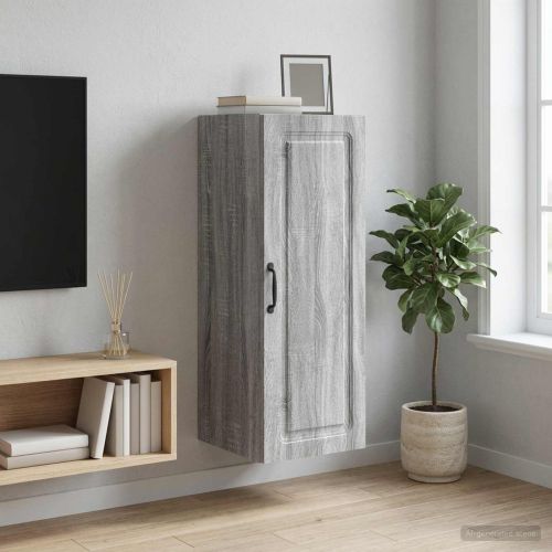 Стенно шкафче 33 x 34,5 x 90 см Инженерна дървесина Сив Сонома