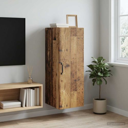 Стенно шкафче 33 x 34,5 x 90 см Инженерна дървесина Старо дърво