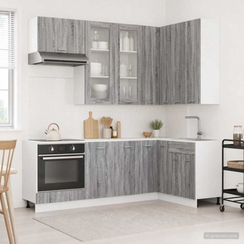 Кухненски единица LYON 8 pcs Сив Сонома Инженерна дървесина