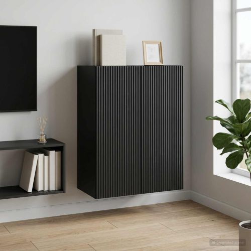 Стенно шкафче 66 x 34,5 x 90 см Инженерна дървесина Черно