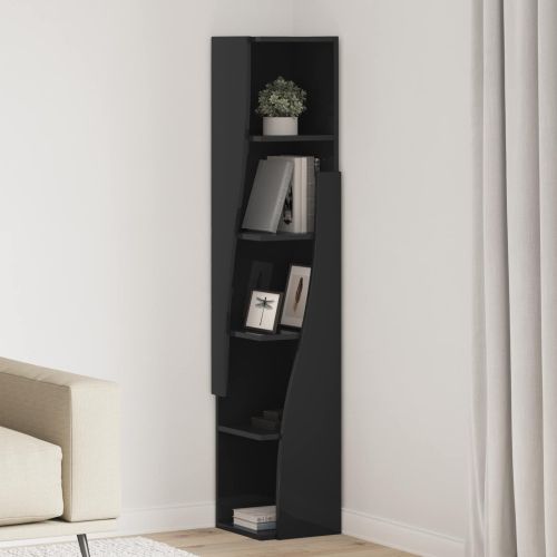Ъглов шкаф Черно 27,5x27x140см Инженерно дърво