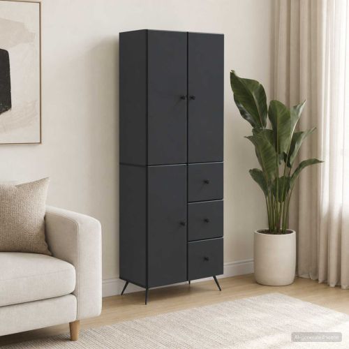 Комплект шкафове 2 pcs Черно Инженерна дървесина