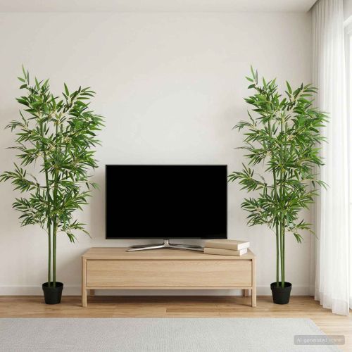 Изкуствено бамбуково дърво 2 бр. Зелено 60 x 18 x 190 см