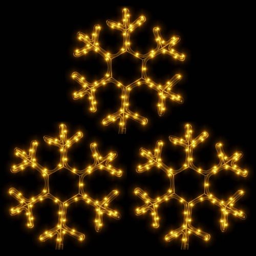 Коледни фигури снежинки с LED, 3 бр, топло бяло, 38x37 см