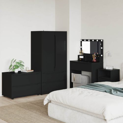 Шкаф за съхранение 80 x 48 x 57 см Инженерна дървесина Черно