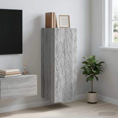 Стенно шкафче 33 x 34,5 x 90 см Инженерна дървесина Сив Сонома