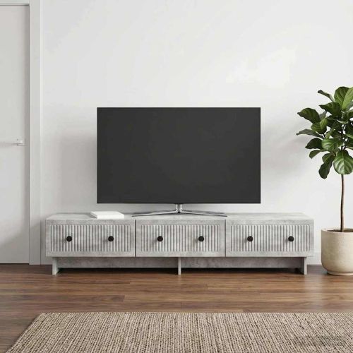 ТВ шкаф Бетонно сиво 147 x 34,5 x 30 см Инженерна дървесина
