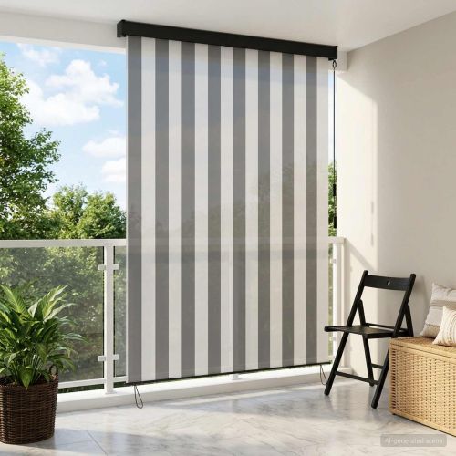 Ролетна щора Антрацит и бяло 100 x 250 cm Текстил и Алуминий
