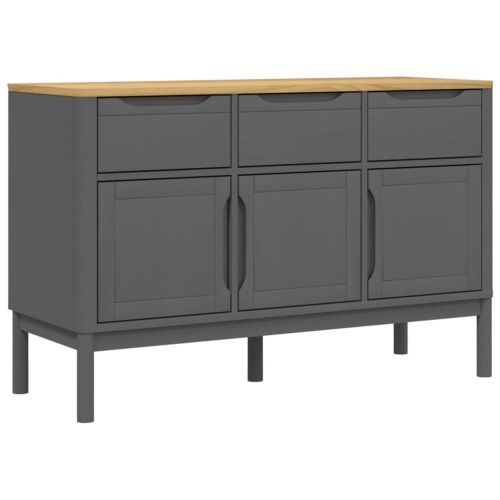 Сайдборд FLORO, сив, 114x43x74 см, борово дърво масив