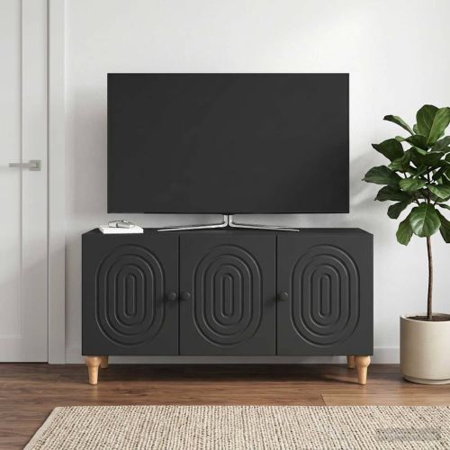 ТВ шкаф Черно 99 x 34,5 x 50 см Инженерна дървесина