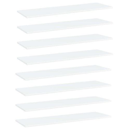 Рафтове за етажерка, 8 бр, бели, 100x30x1,5 см, ПДЧ