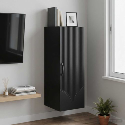 Стенно шкафче 33 x 34,5 x 90 см Инженерна дървесина Черно