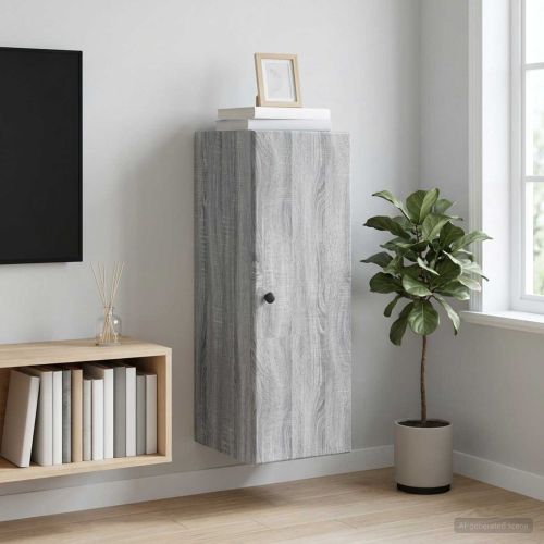 Стенно шкафче 33 x 34,5 x 90 см Инженерна дървесина Сив Сонома