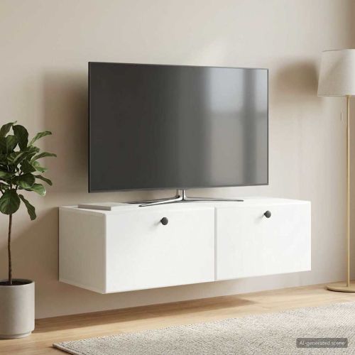 Стенно монтиран ТВ шкаф 98 x 41 x 30 см Бяло