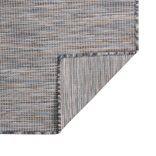 Градински плоскотъкан килим, 80x250 см, кафяво и синьо