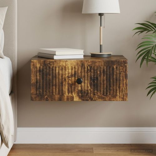 Нощен шкаф Опушен дъб 49 x 34,5 x 20 см Инженерна дървесина