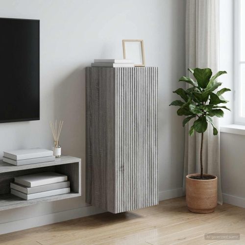 Стенно шкафче 33 x 34,5 x 90 см Инженерна дървесина Сив Сонома