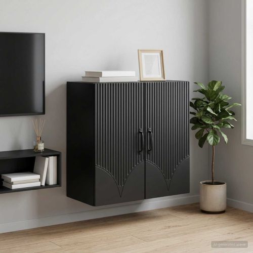 Стенно шкафче 59 x 31 x 60 см Инженерна дървесина Черно