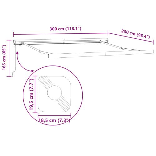 Прибираща се тента Зелен и жълт 300 x 250 cm Платно и алуминий
