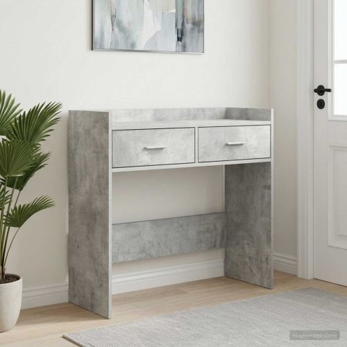 Конзолна маса Бетонно сиво 90 x 35 x 80 см Инженерна дървесина