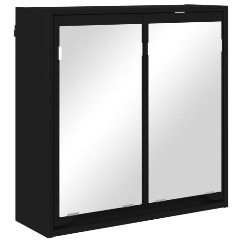 Шкаф с огледало за баня Черно 60 x 20 x 60 cm