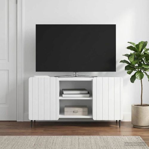 ТВ шкаф Бяло 102 x 34,5 x 52 см Инженерна дървесина
