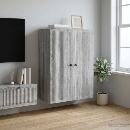 Стенно шкафче Сив Сонома 66 x 34,5 x 90 см Инженерна дървесина