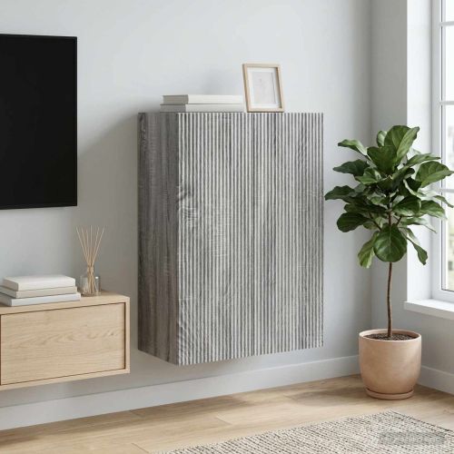 Стенно шкафче 66 x 34,5 x 90 см Инженерна дървесина Сив Сонома