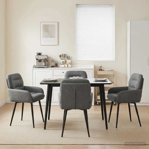 Обедени столове 4 бр. Кадифе Тъмносиво 59 x 59,5 x 90 см