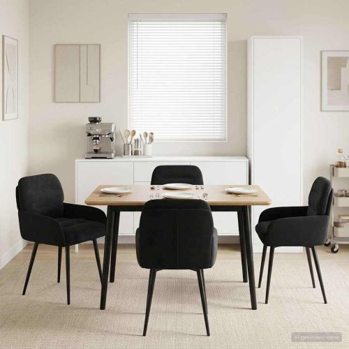 Обедени столове 4 бр. Кадифе Черно 59 x 59,5 x 90 см