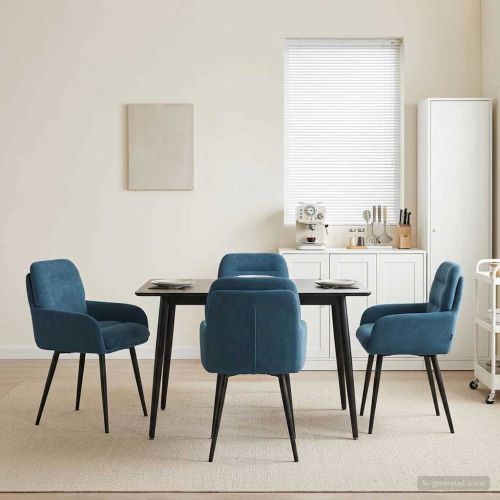 Обедени столове 4 бр. Кадифе Синьо 59 x 59,5 x 90 см